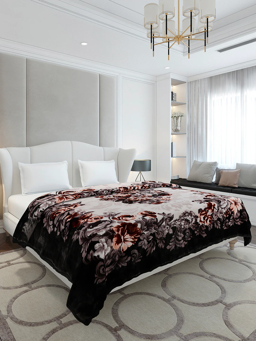 Printed Double Bed 2 Ply, 1042 GSM Cloudy Blanket for Heavy Winter - (Emilia) - Image 4