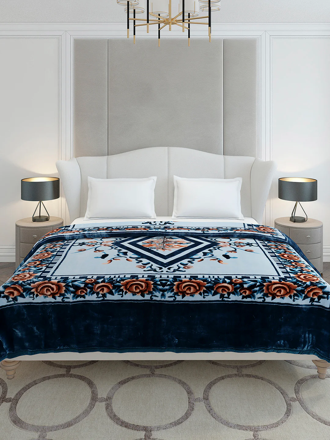 Printed Double Bed 2 Ply, 1042 GSM Cloudy Blanket for Heavy Winter - (Emilia) - Image 2