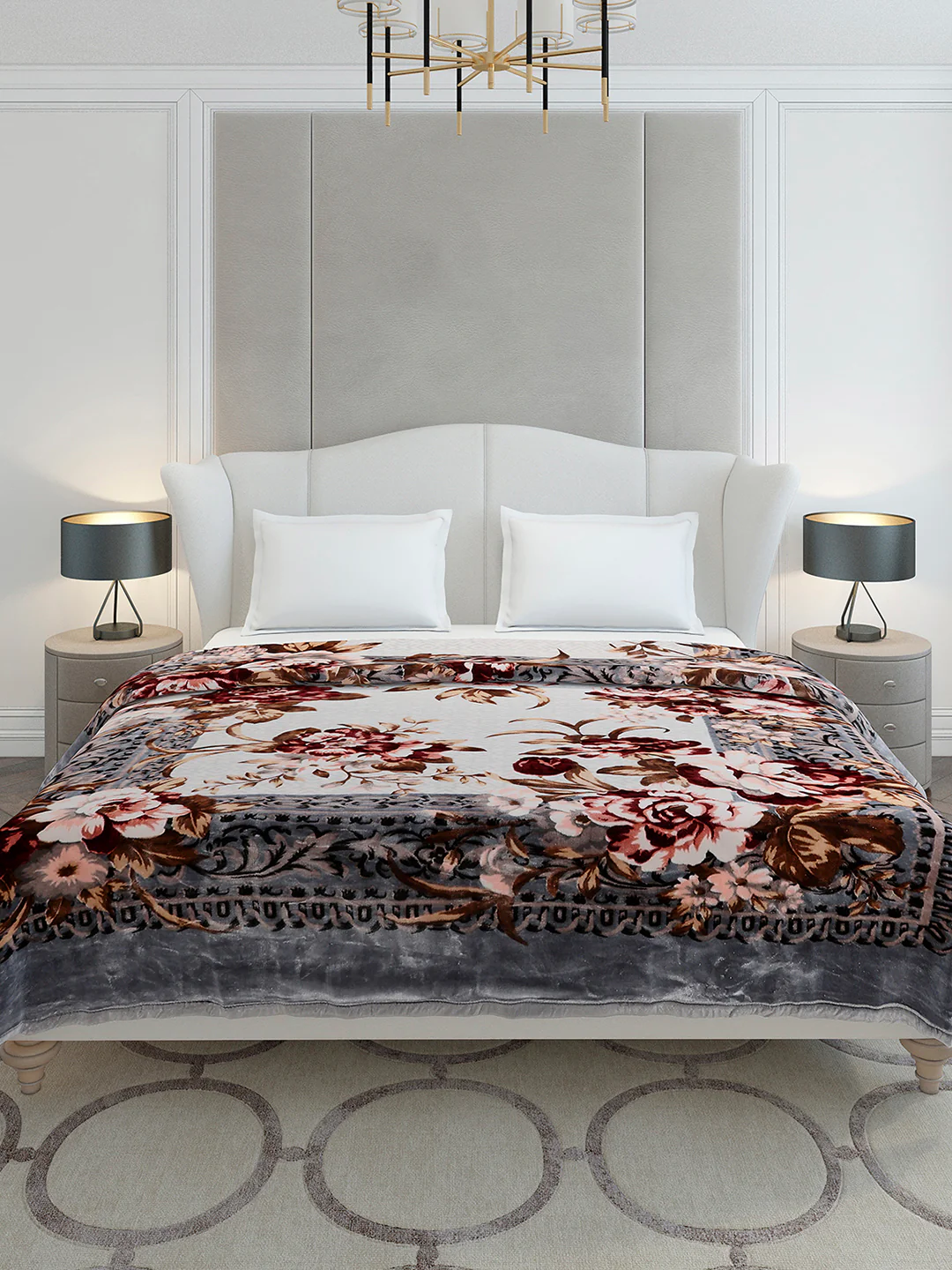 Printed Double Bed 2 Ply, 1042 GSM Cloudy Blanket for Heavy Winter - (Emilia) - Image 2