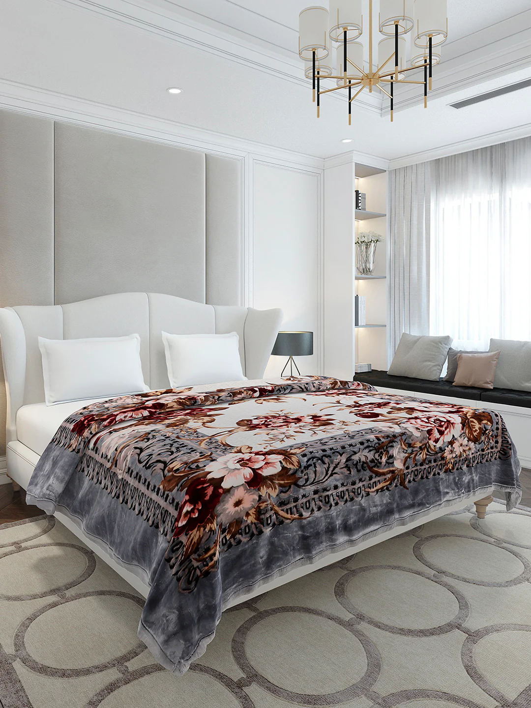 Printed Double Bed 2 Ply, 1042 GSM Cloudy Blanket for Heavy Winter - (Emilia) - Image 4