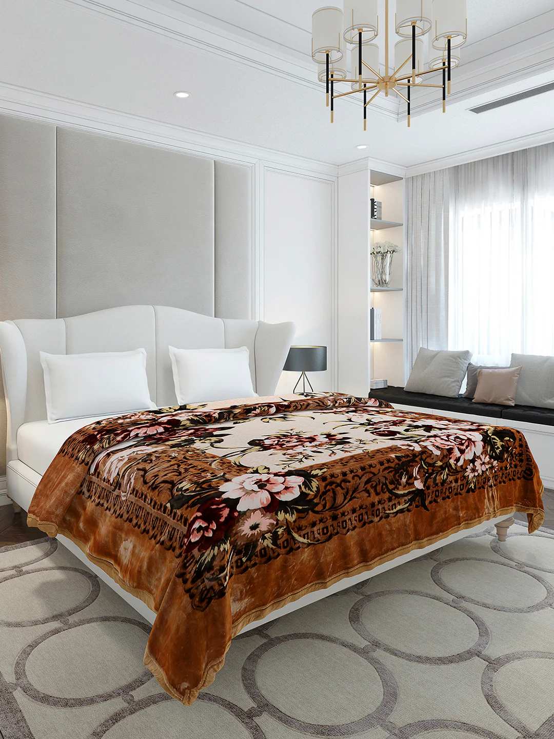 Printed Double Bed 2 Ply, 1042 GSM Cloudy Blanket for Heavy Winter - (Emilia) - Image 4