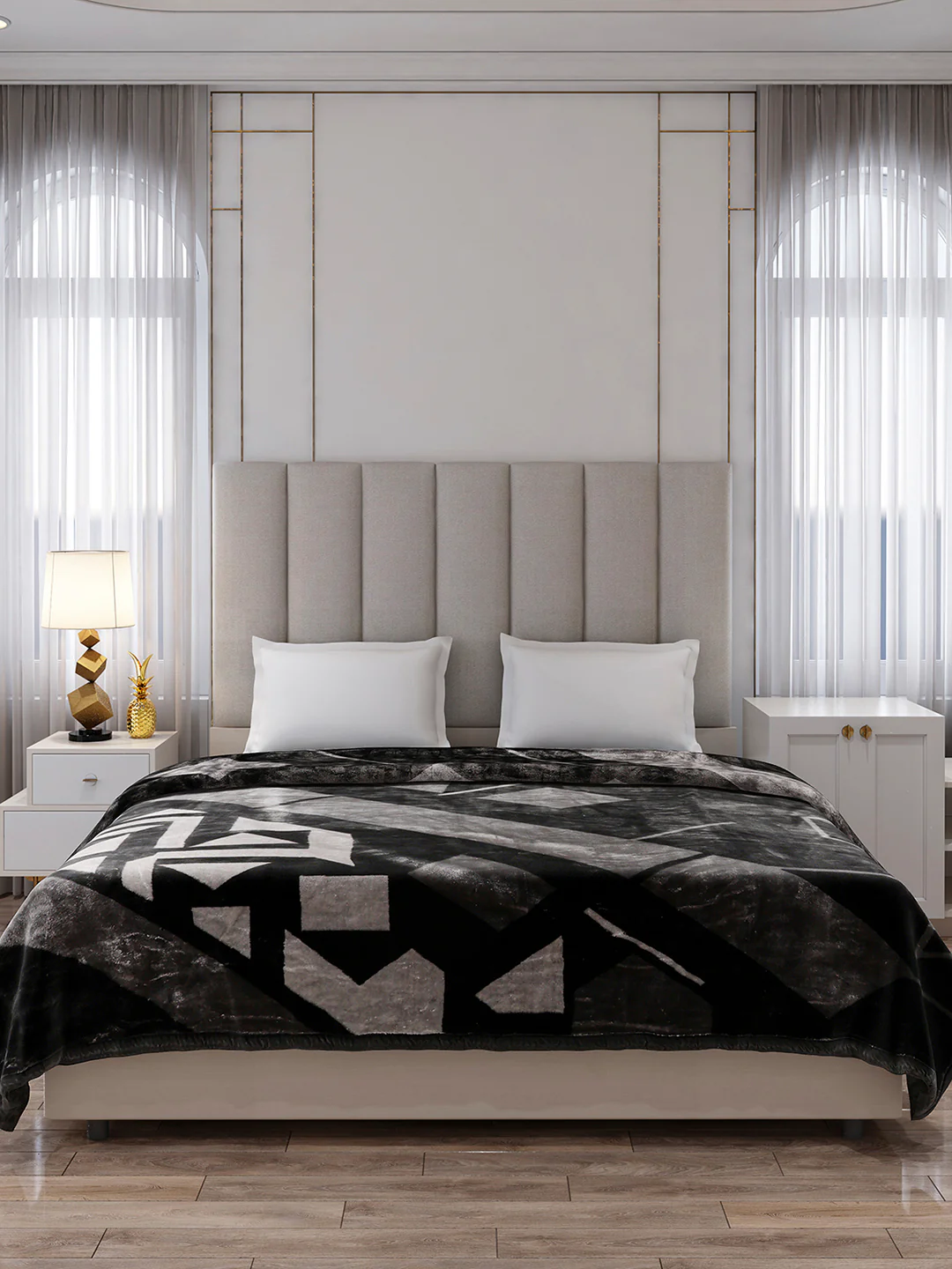 Printed Double Bed 2 Ply, 871 GSM Blanket for Heavy Winter - (Moon Valley Box) - Image 2
