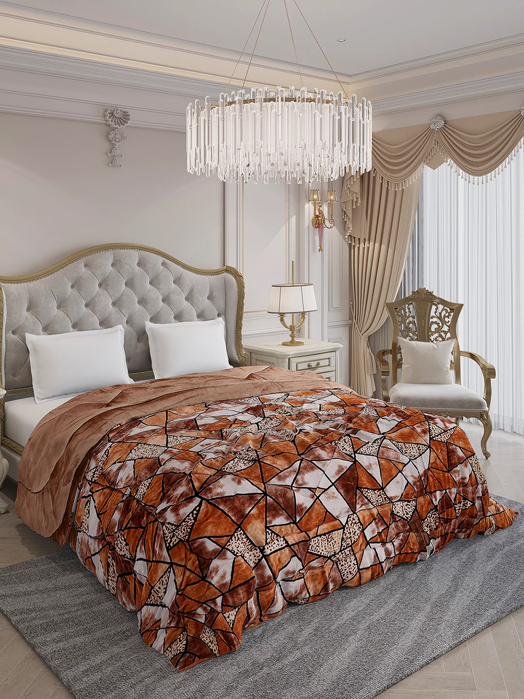 Printed Double Bed 233 GSM Comforter for Mild Winter (Beauty), Weight 855 gm - Image 4