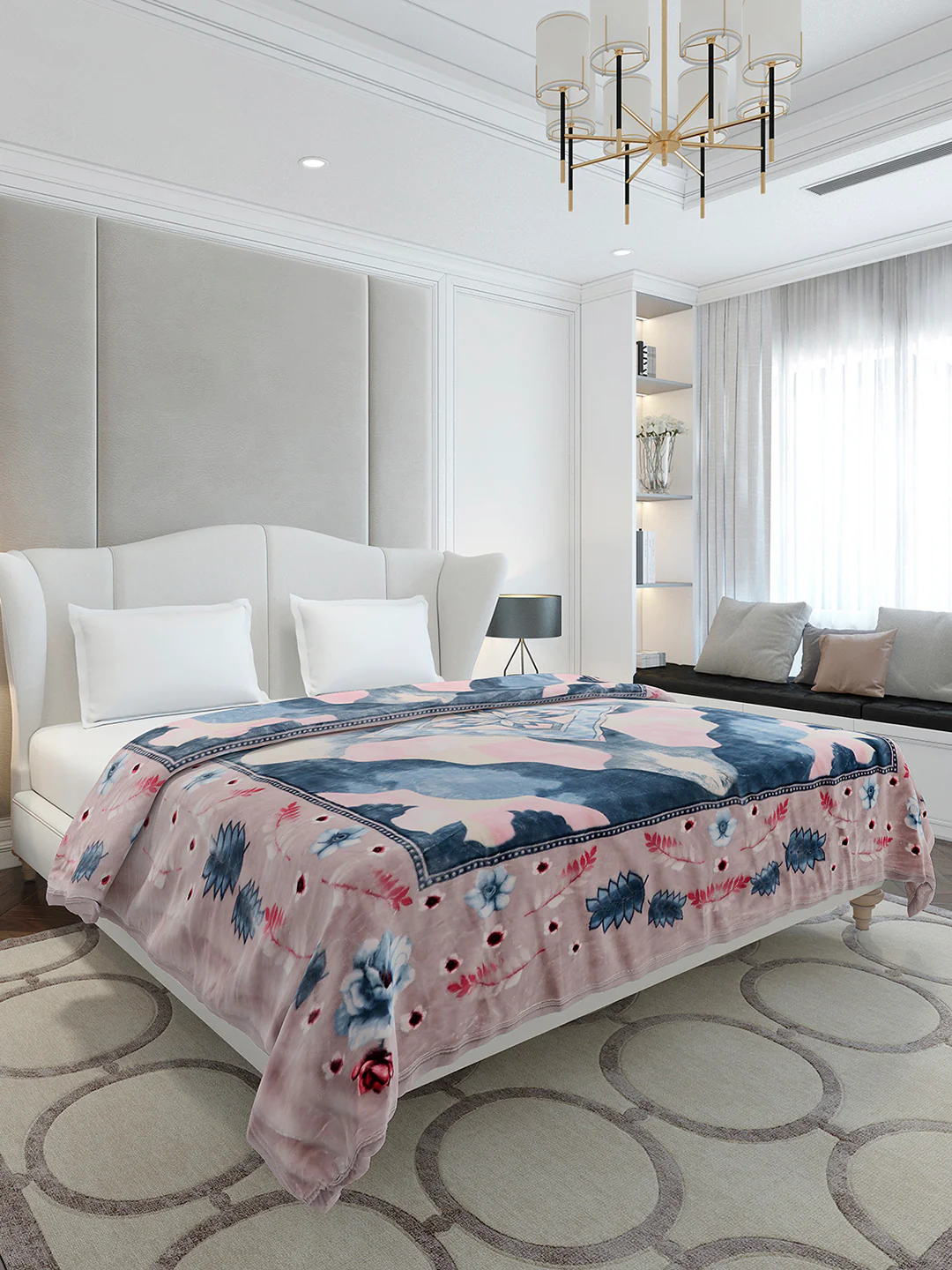 Printed Double Bed 3, 890 GSM Ply Blanket for Heavy Winter - (Gulnar) - Image 4