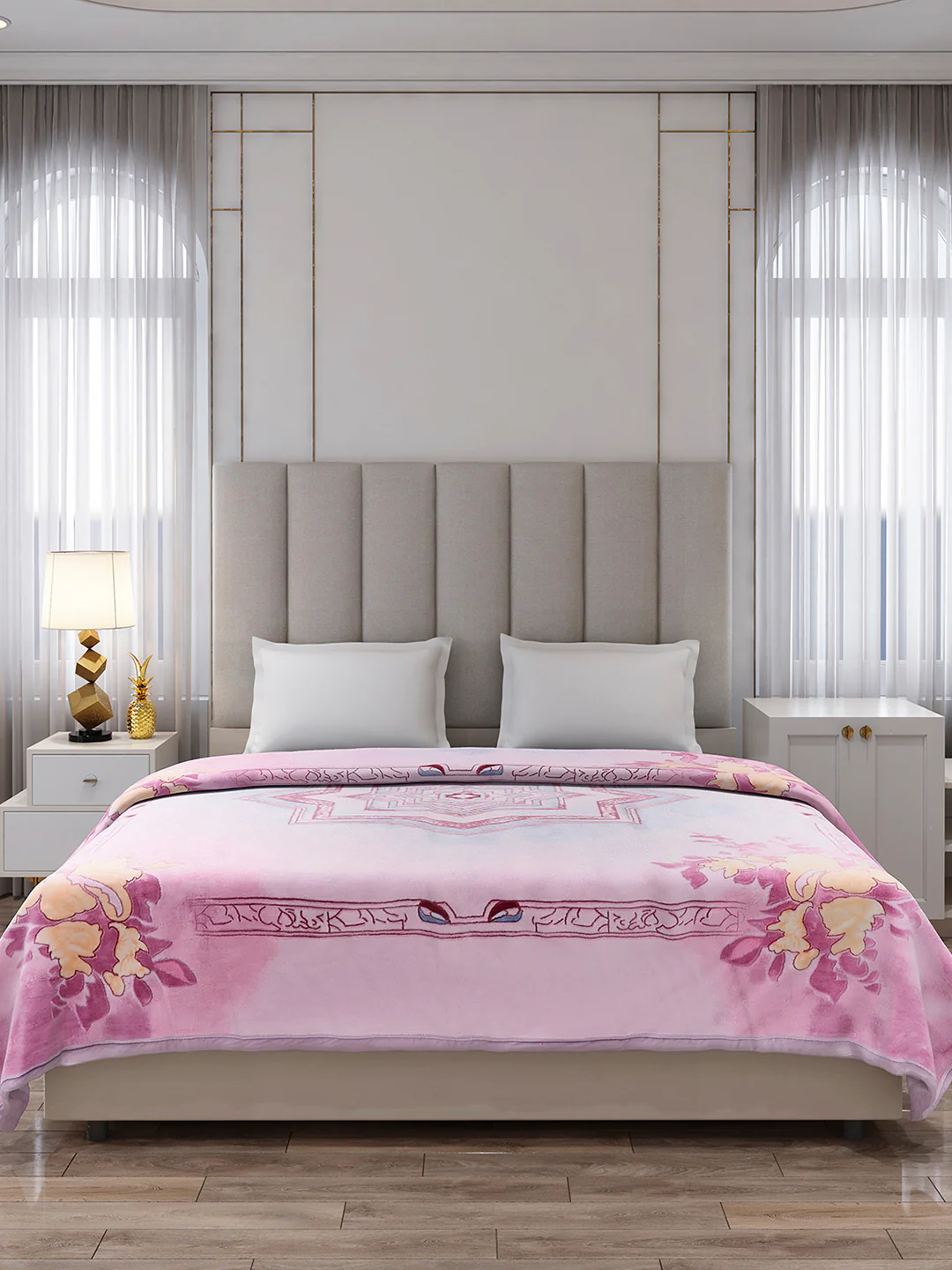 Printed Double Bed 3, 890 GSM Ply Blanket for Heavy Winter - (Rosewood) - Image 2