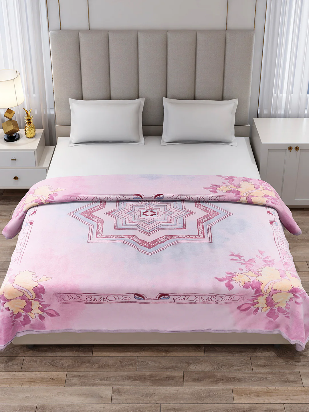 Printed Double Bed 3, 890 GSM Ply Blanket for Heavy Winter - (Rosewood) - Image 3