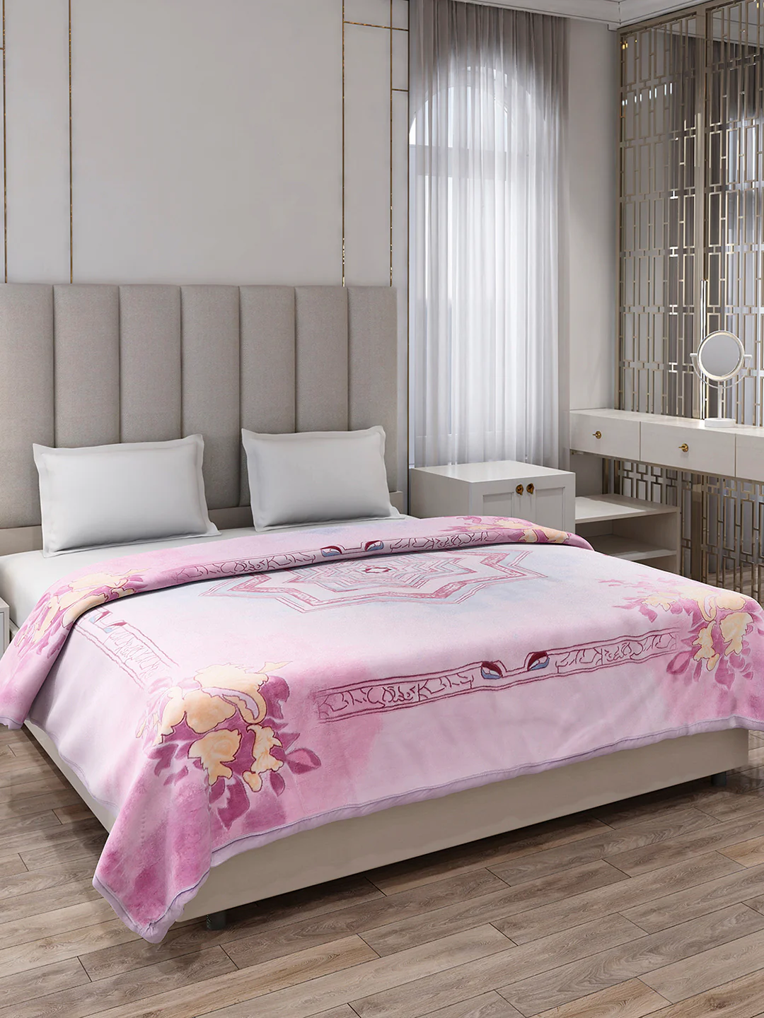 Printed Double Bed 3, 890 GSM Ply Blanket for Heavy Winter - (Rosewood) - Image 4