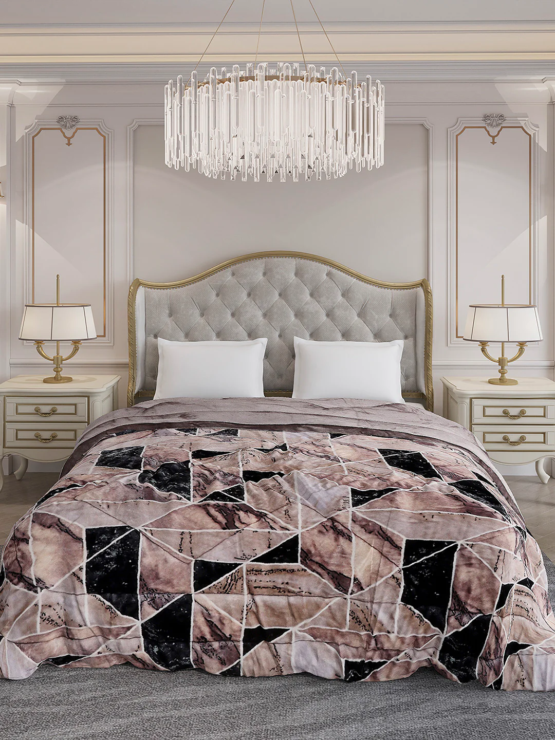 Printed Double Bed 300 GSM Comforter for Mild Winter (Wisdom Gold), Weight 900 gm - Image 2