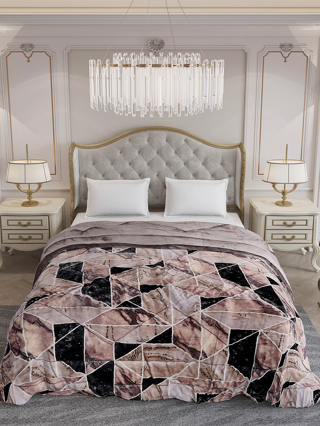 Printed Double Bed 300 GSM Comforter for Mild Winter (Wisdom Gold), Weight 900 gm - Image 3