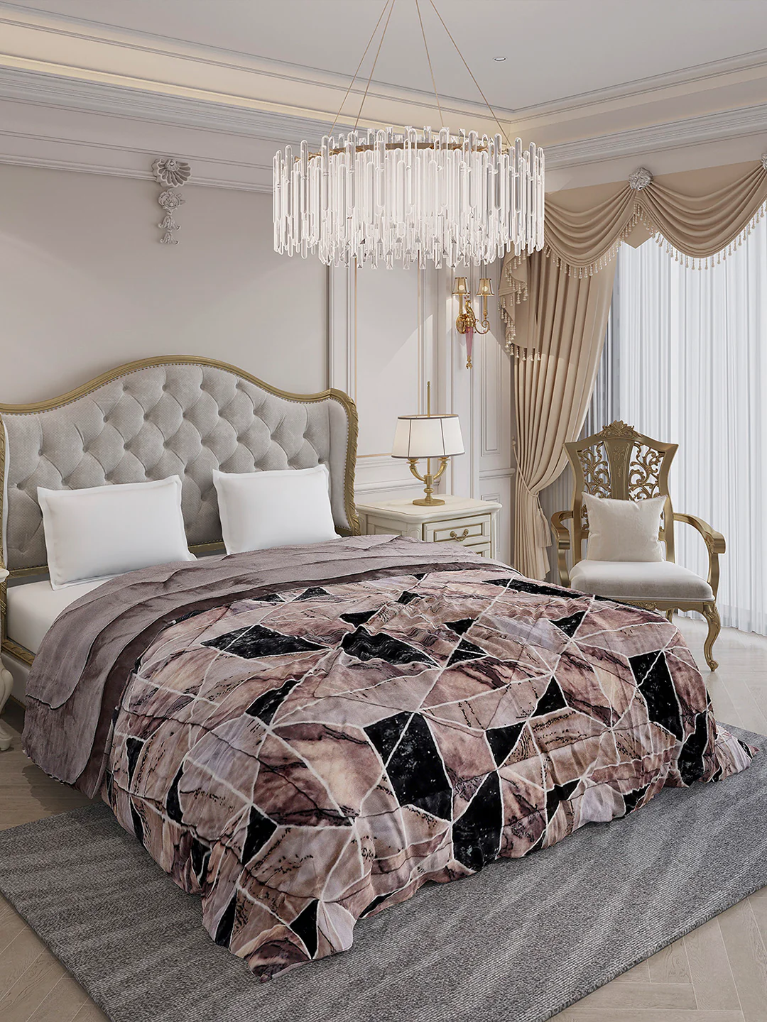 Printed Double Bed 300 GSM Comforter for Mild Winter (Wisdom Gold), Weight 900 gm - Image 4