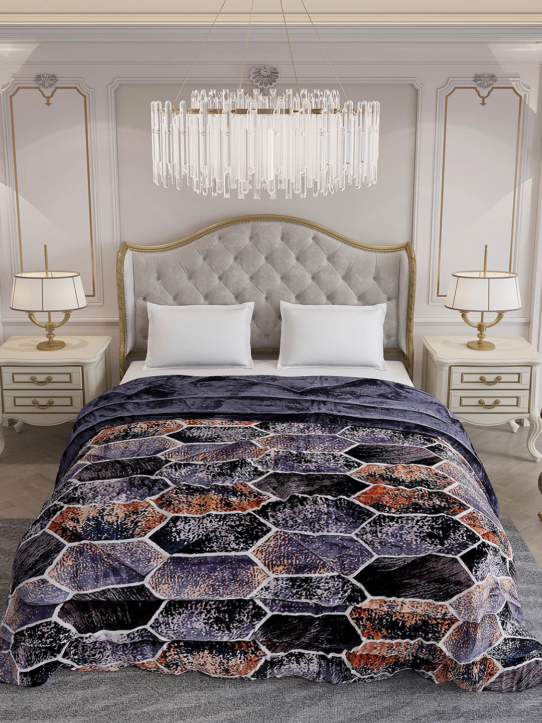 Printed Double Bed 300 GSM Comforter for Mild Winter (Wisdom Gold), Weight 900 gm - Image 3