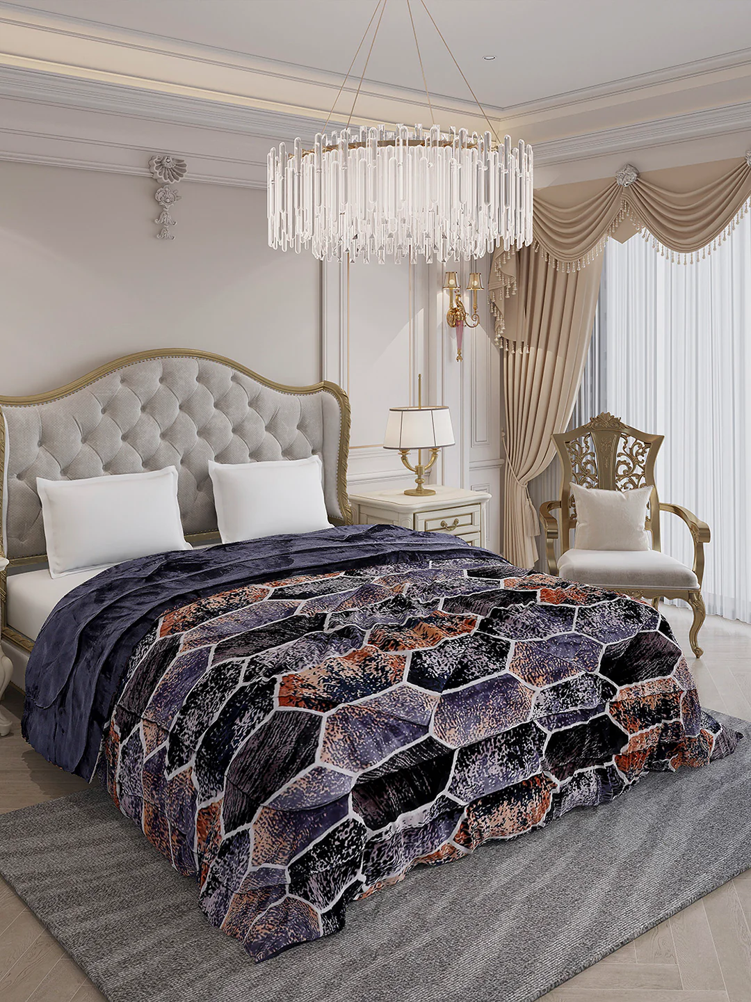 Printed Double Bed 300 GSM Comforter for Mild Winter (Wisdom Gold), Weight 900 gm - Image 4