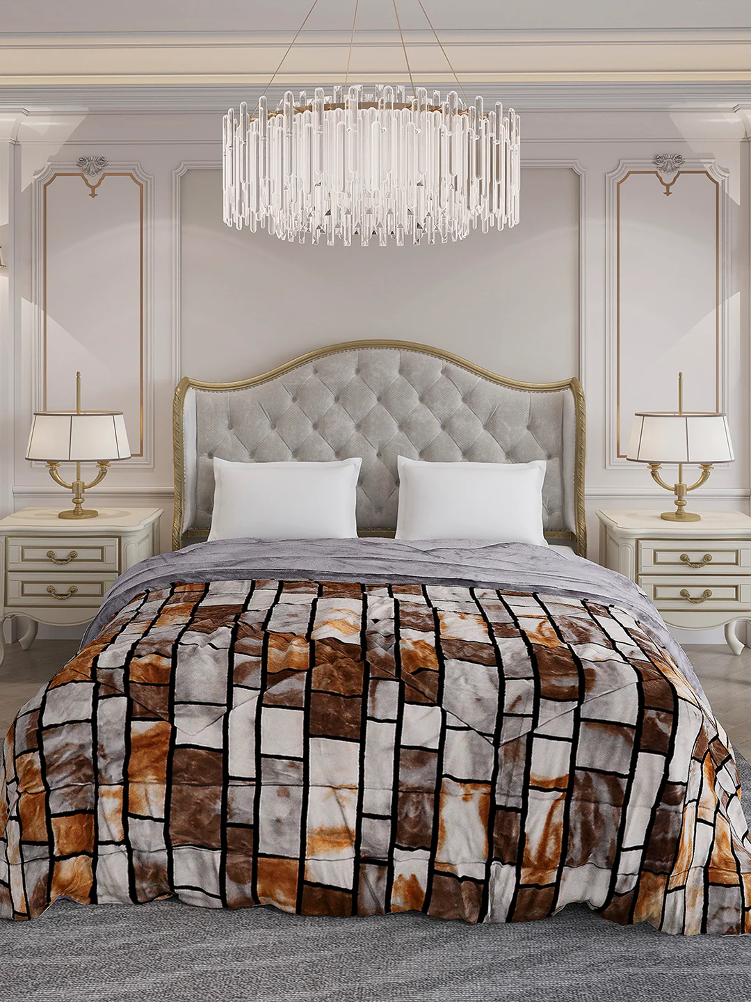Printed Double Bed 300 GSM Comforter for Mild Winter (Wisdom Gold), Weight 900 gm - Image 2