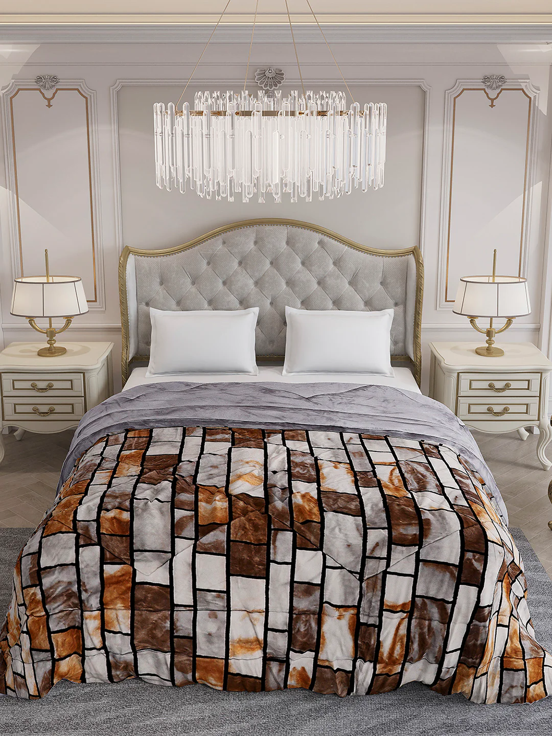 Printed Double Bed 300 GSM Comforter for Mild Winter (Wisdom Gold), Weight 900 gm - Image 3