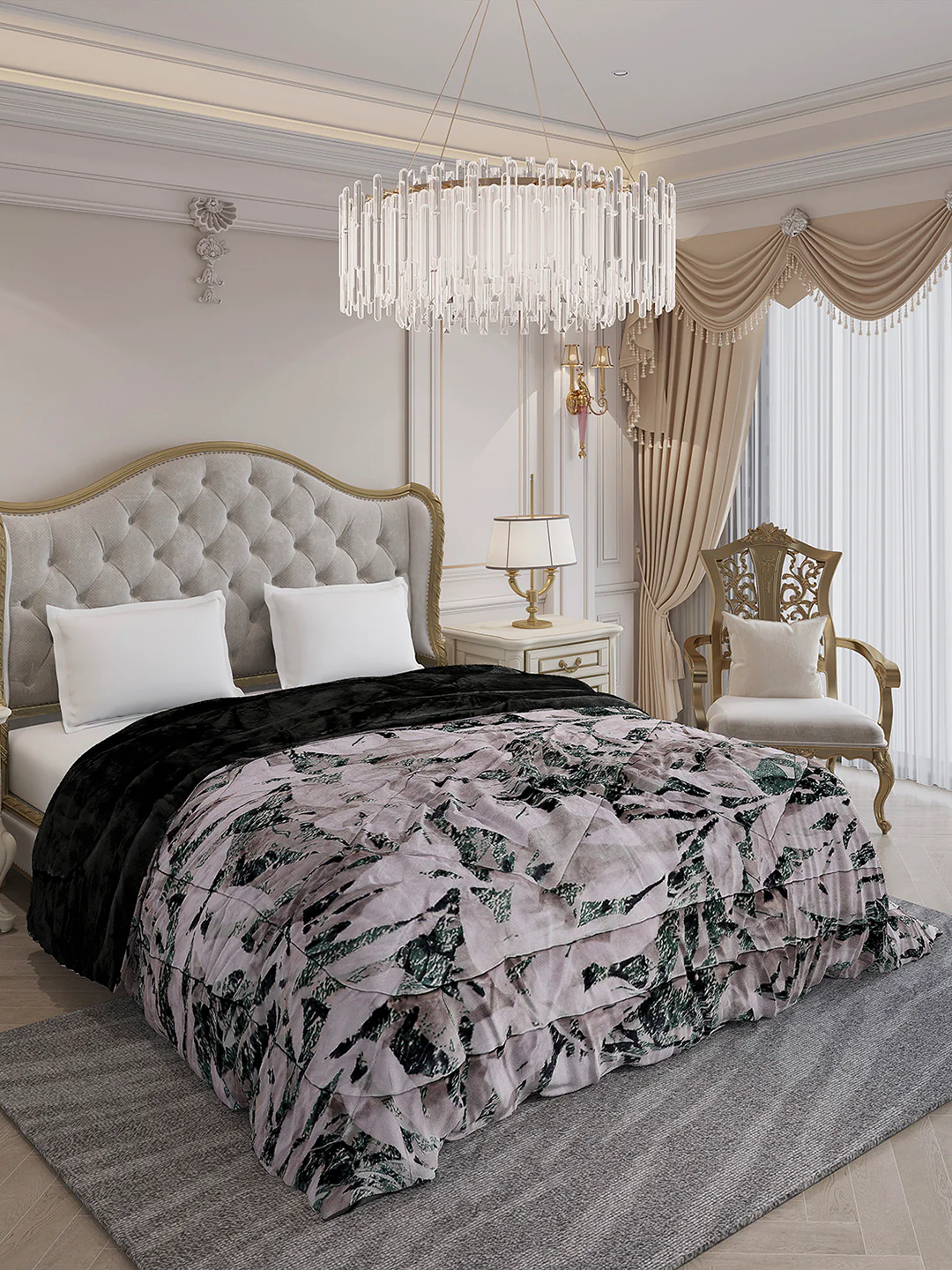 Printed Double Bed 300 GSM Comforter for Mild Winter (Wisdom Gold), Weight 900 gm - Image 4