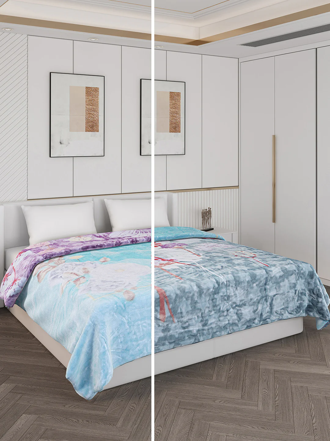 Printed Double Bed 550 GSM Blanket for Mild Winter -2 Ply (Weight 3 kg)