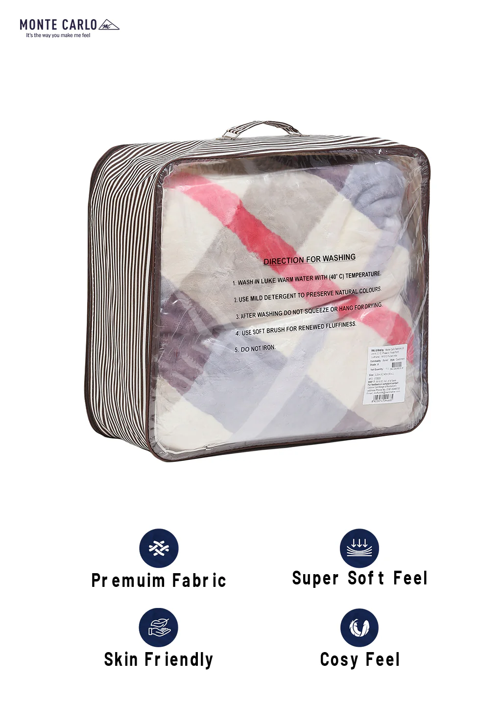 Printed Double Bed 795 GSM Blanket Cashmere 2 Ply (Weight 4.2 kg) - Image 8