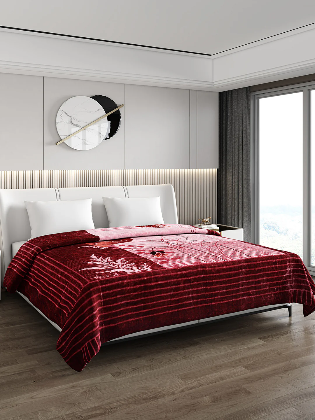 Printed Double Bed 795 GSM Blanket Scarlet 2 Ply (Weight 4.2 kg) - Image 4