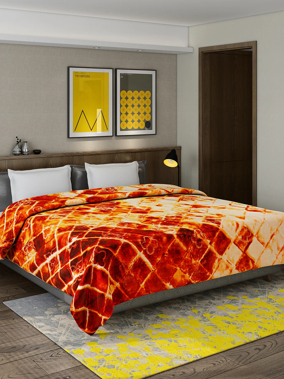 Printed Double Bed 909 GSM Blanket for Heavy Winter -2 Ply (Weight 4.8 kg)