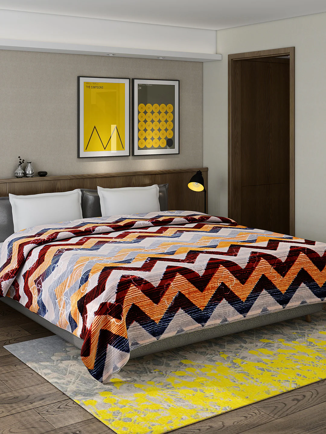 Printed Double Bed 909 GSM Blanket for Heavy Winter -2 Ply (Weight 4.8 kg)