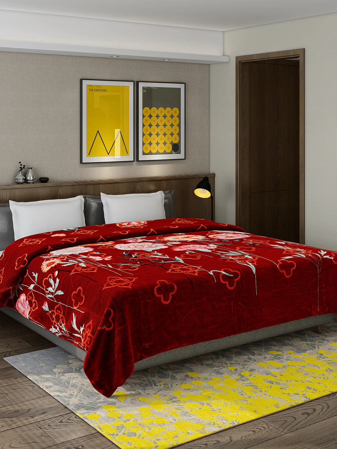 Printed Double Bed 909 GSM Blanket for Heavy Winter -2 Ply (Weight 4.8 kg)