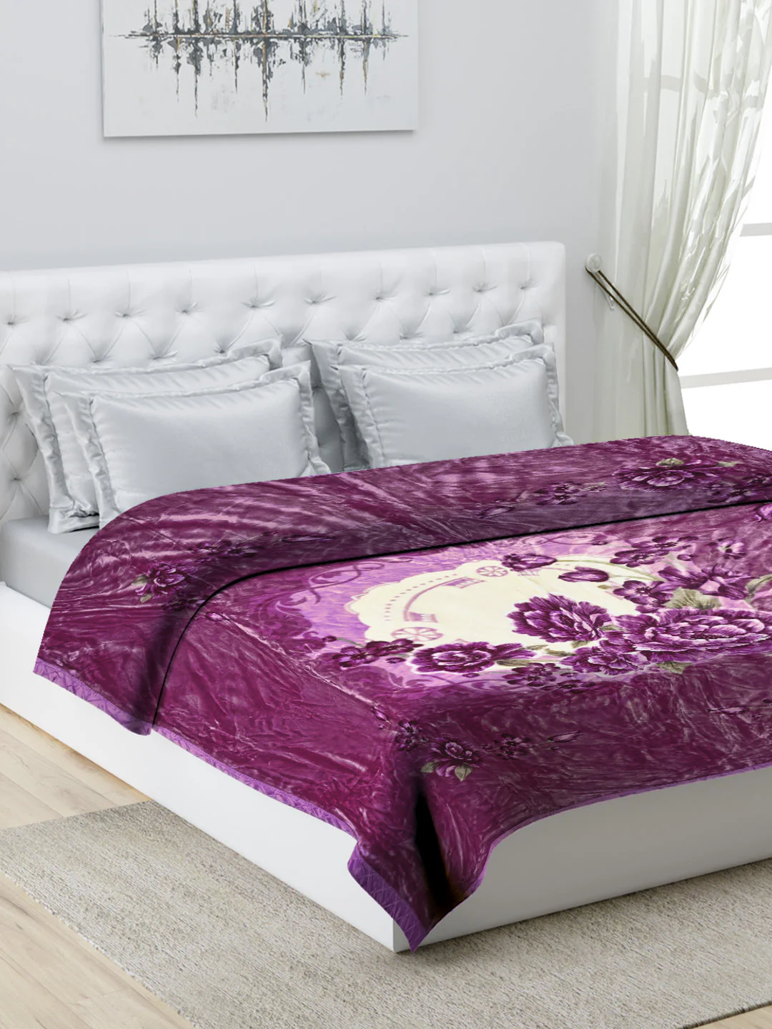 Printed Double Bed 947 GSM Blanket Angel Gold 1 Ply (Weight 5 kg) - Image 2