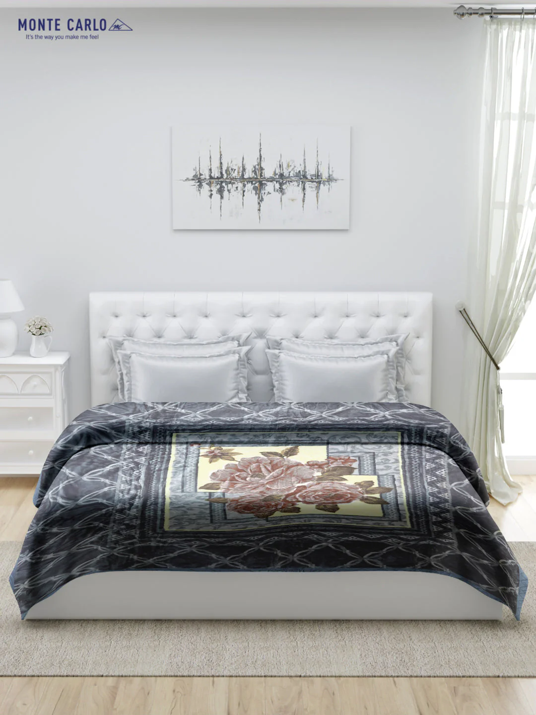 Printed Double Bed 947 GSM Blanket Angel Gold 1 Ply (Weight 5 kg) - Image 2