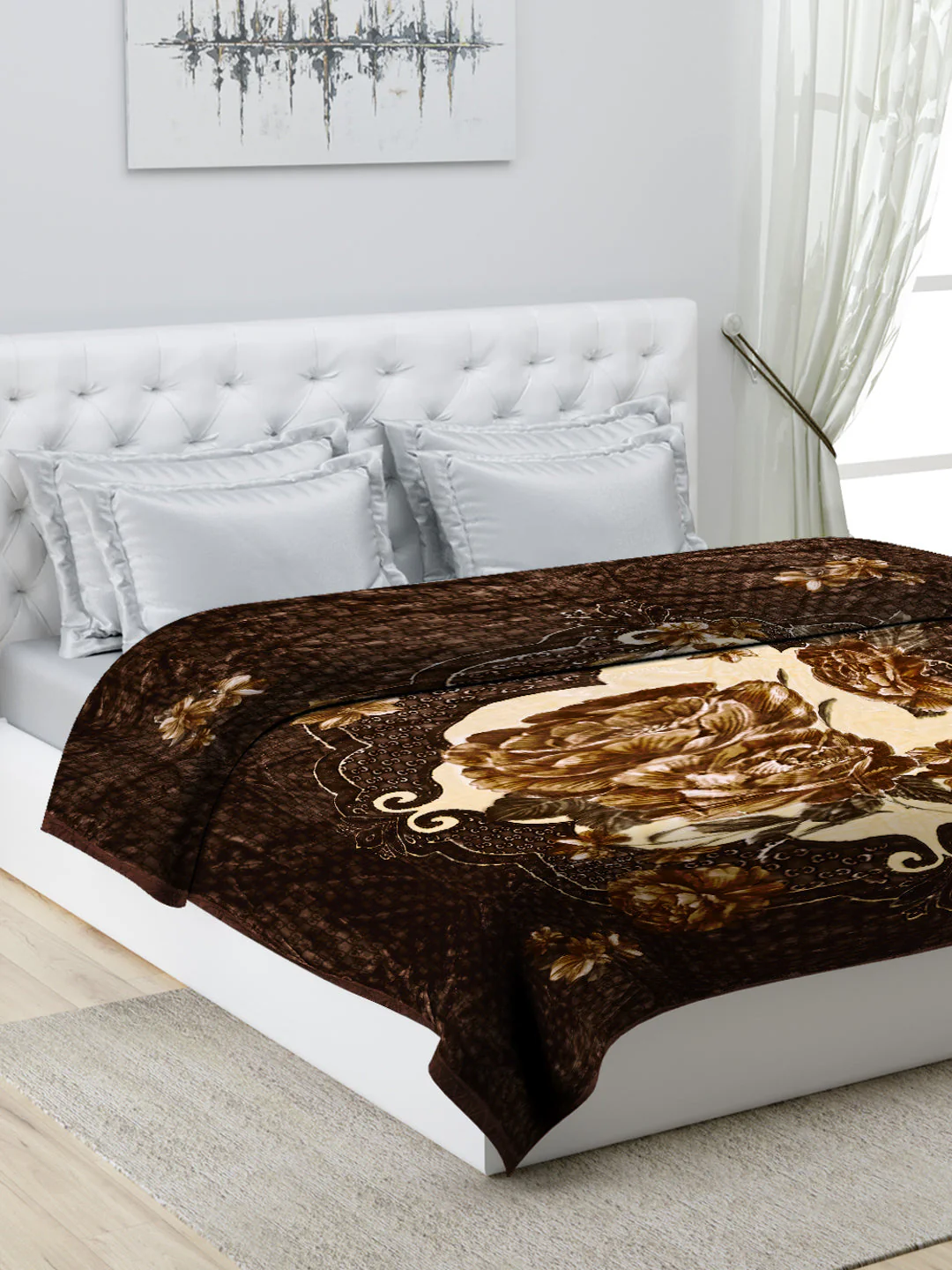 Printed Double Bed 947 GSM Blanket Angel Gold 1 Ply (Weight 5 kg) - Image 9