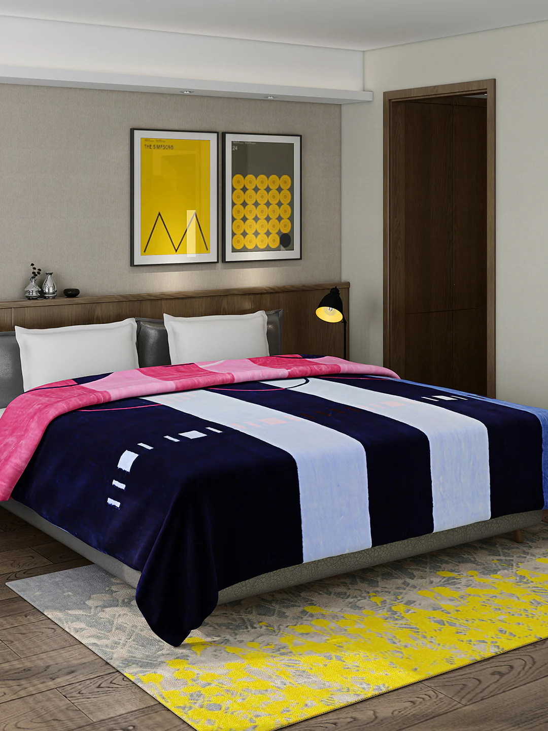 Printed Double Bed 947 GSM Blanket for Heavy Winter -1 Ply (Weight 5 kg)