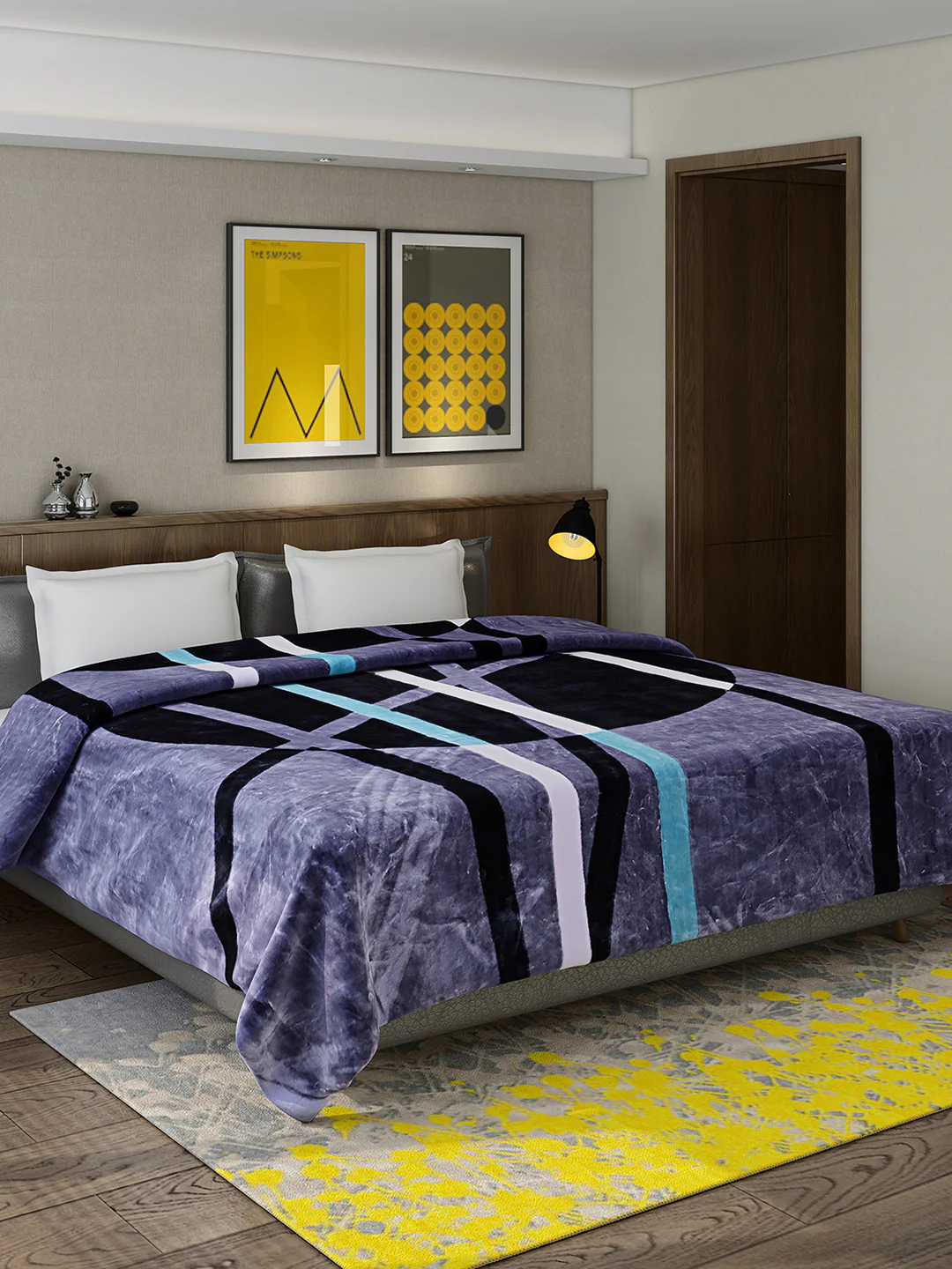 Printed Double Bed 947 GSM Blanket for Heavy Winter -1 Ply (Weight 5 kg)