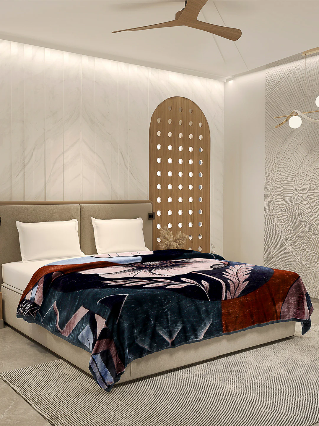 Printed Double Bed Blanket 1 Ply, 500 GSM, 2.4 kg (Regal) - Image 4
