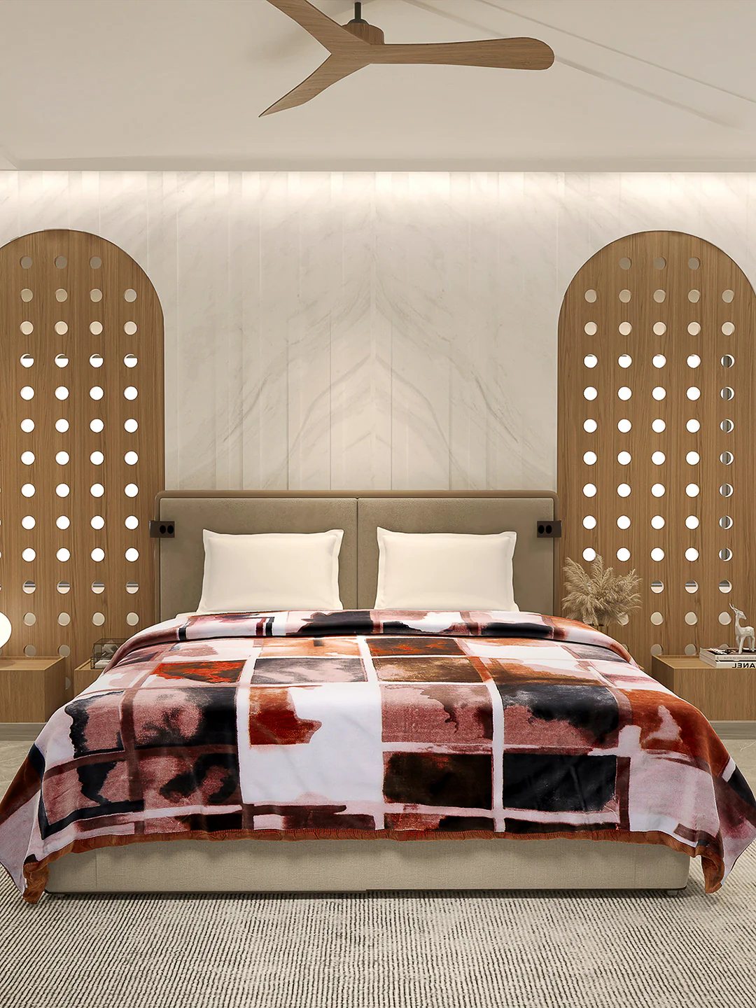 Printed Double Bed Blanket 1 Ply, 550 GSM, 2.9 kg (Roman) - Image 2