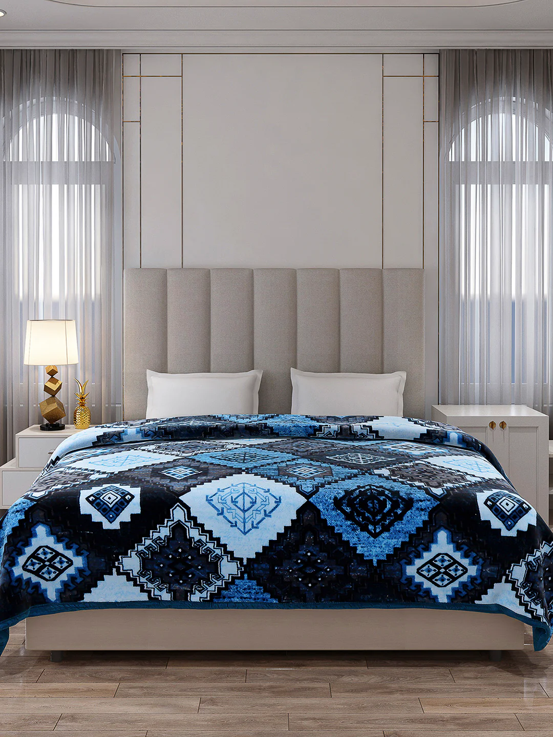 Printed Double Bed Blanket 1 Ply, 600 GSM, 3.2 kg (Denny) - Image 2