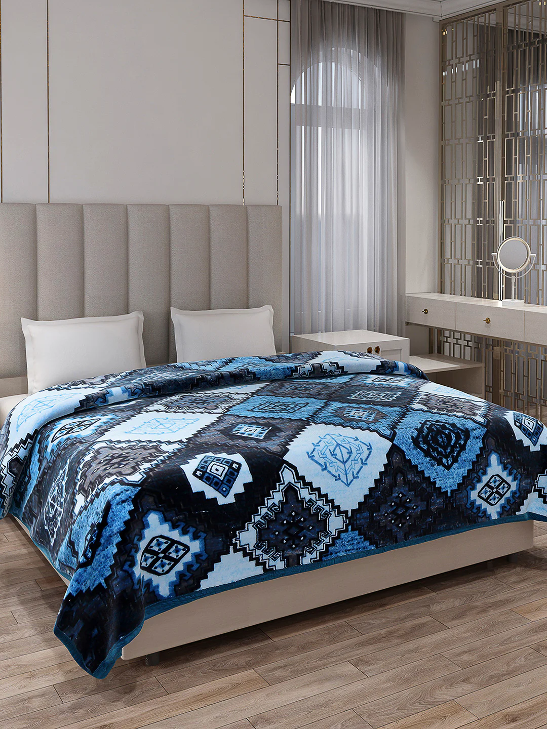 Printed Double Bed Blanket 1 Ply, 600 GSM, 3.2 kg (Denny) - Image 4
