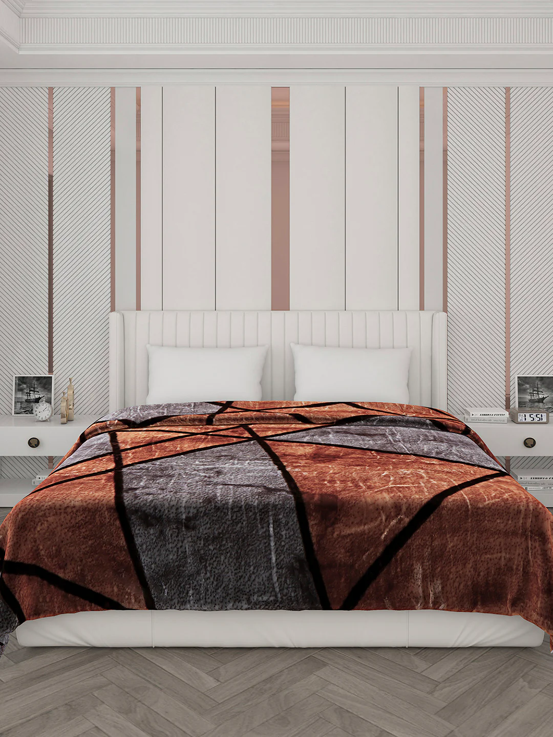 Printed Double Bed Reversible Blanket 2 Ply, 871 GSM, 4.6 kg (Moonvalley) - Image 2