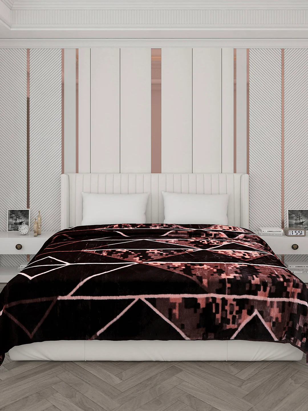 Printed Double Bed Reversible Blanket 2 Ply, 871 GSM, 4.6 kg (Moonvalley) - Image 2
