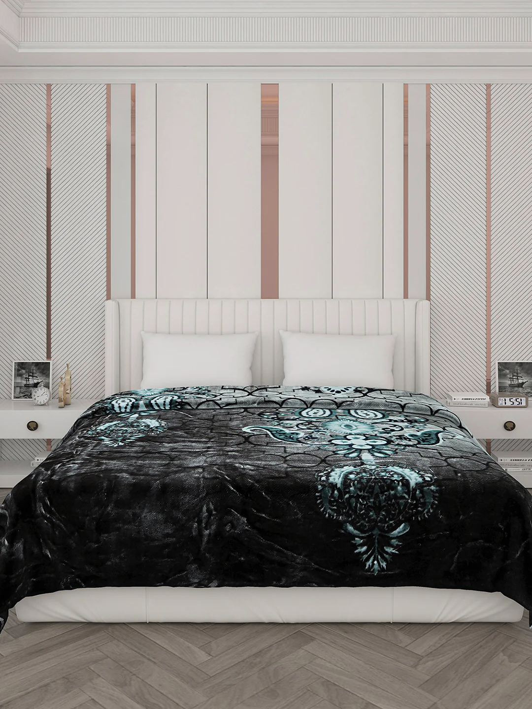 Printed Double Bed Reversible Blanket 2 Ply, 871 GSM, 4.6 kg (Moonvalley) - Image 2
