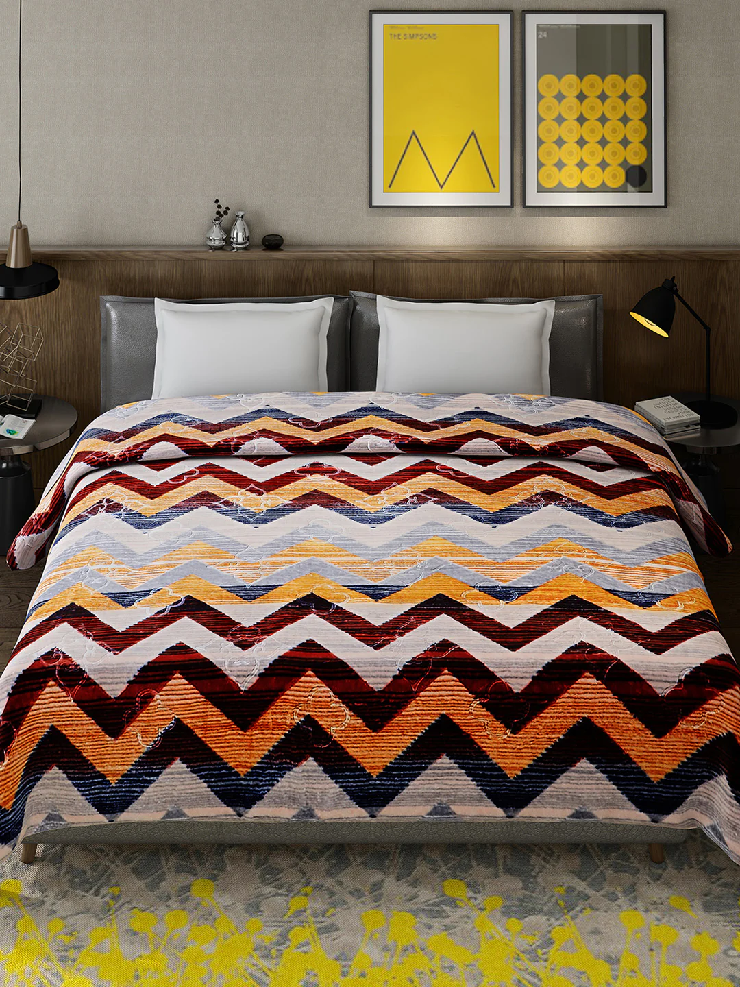 Printed Double Bed Reversible Blanket 2 Ply, 910 GSM, 4.8 kg (Vista) - Image 3