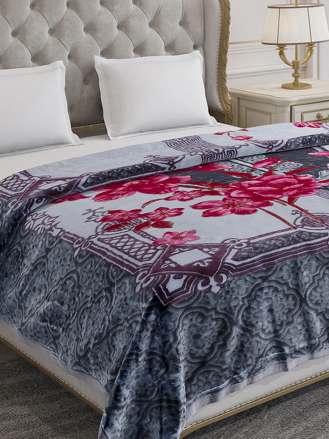 Printed Double Bed Reversible Blanket 3 Ply, 1516 GSM, 8 kg (Superimo)