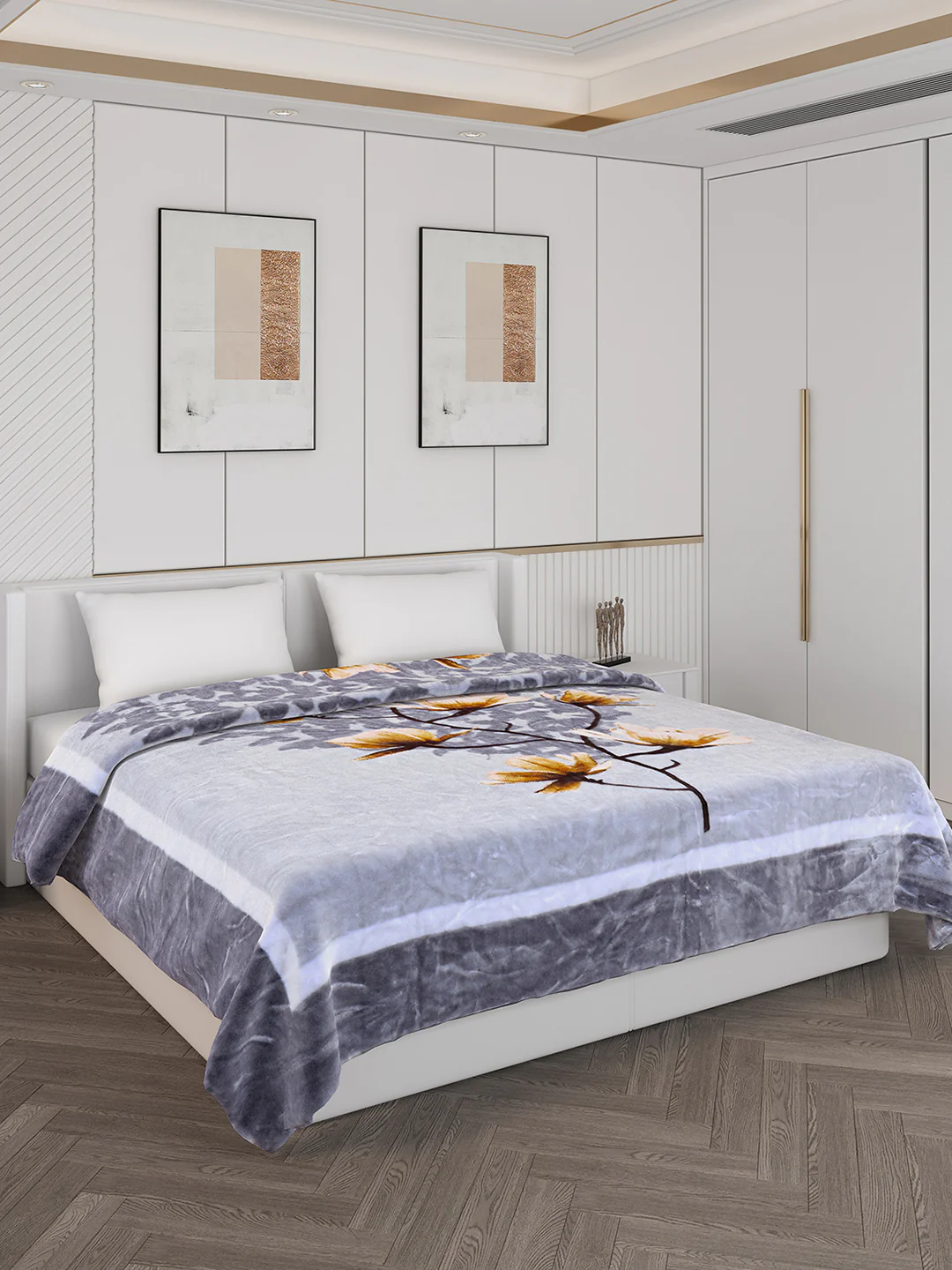Printed Double Bed Blanket for Mild Winter -1 Ply