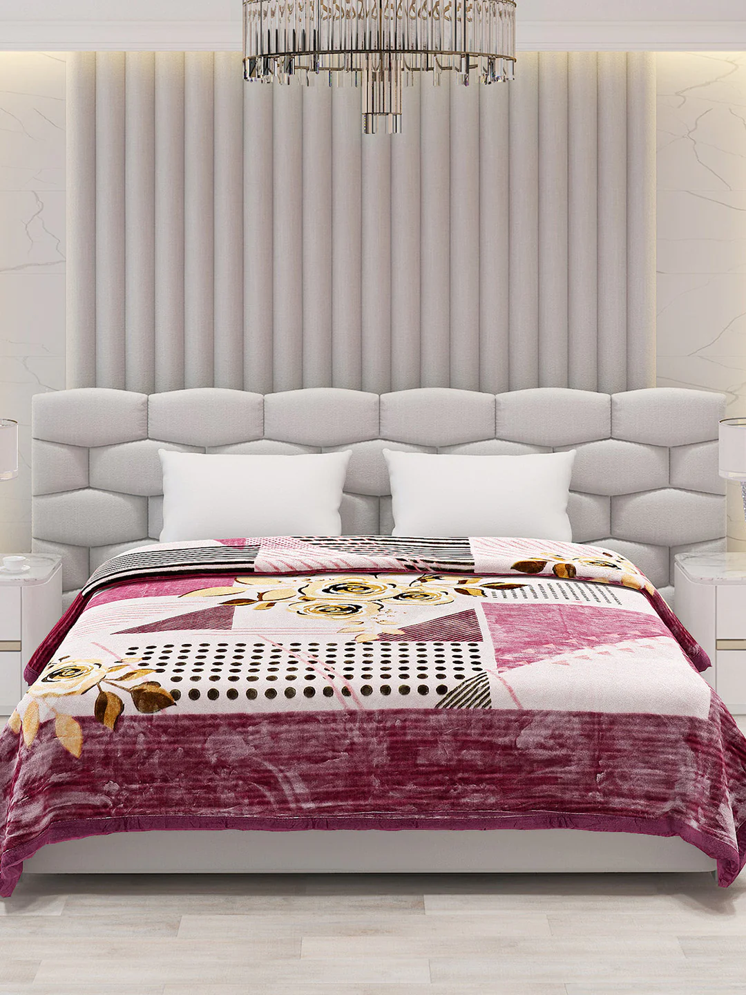 Printed Double Bed Blanket for Mild Winter -2 Ply - Image 3