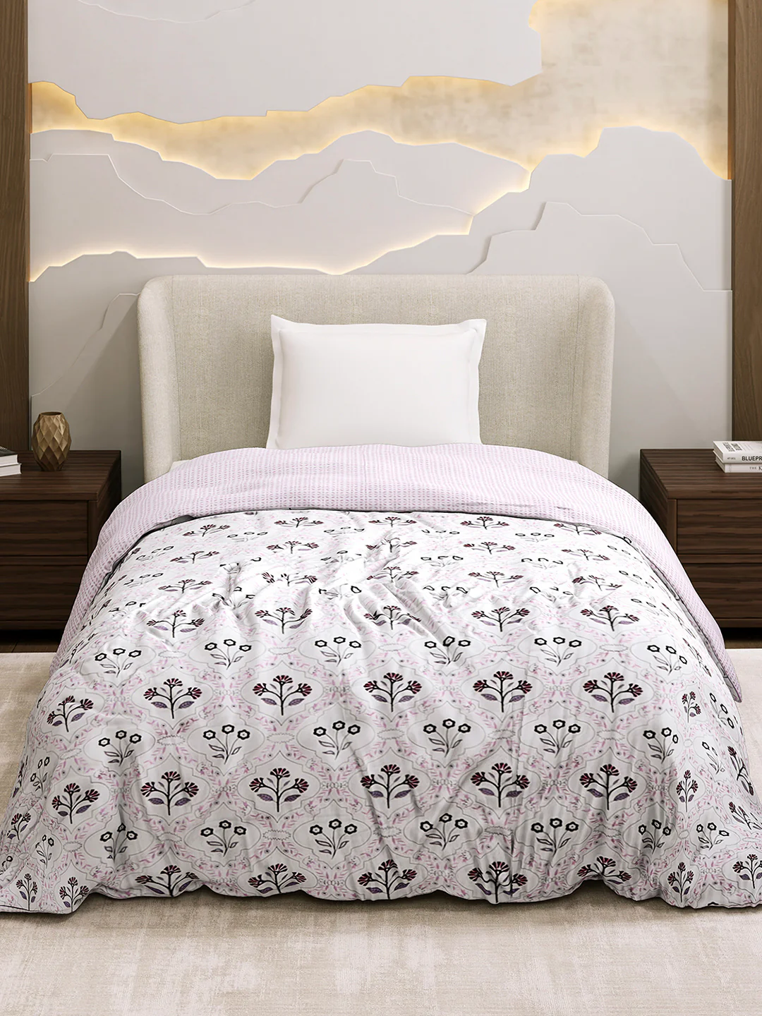 Printed Single Bed 1 Ply Dohar for Mild Winter - (Daisy) - Image 2