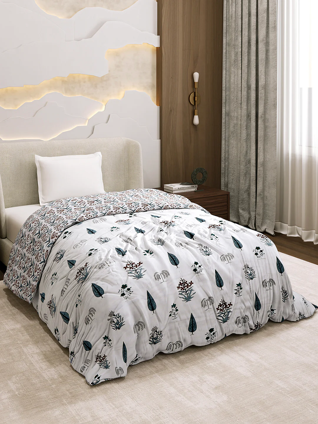 Printed Single Bed 1 Ply Dohar for Mild Winter - (Daisy) - Image 4