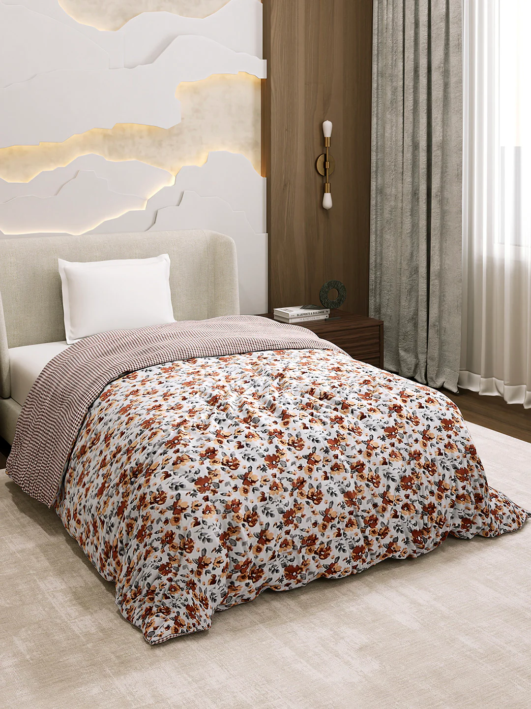Printed Single Bed 1 Ply Dohar for Mild Winter - (Daisy) - Image 4
