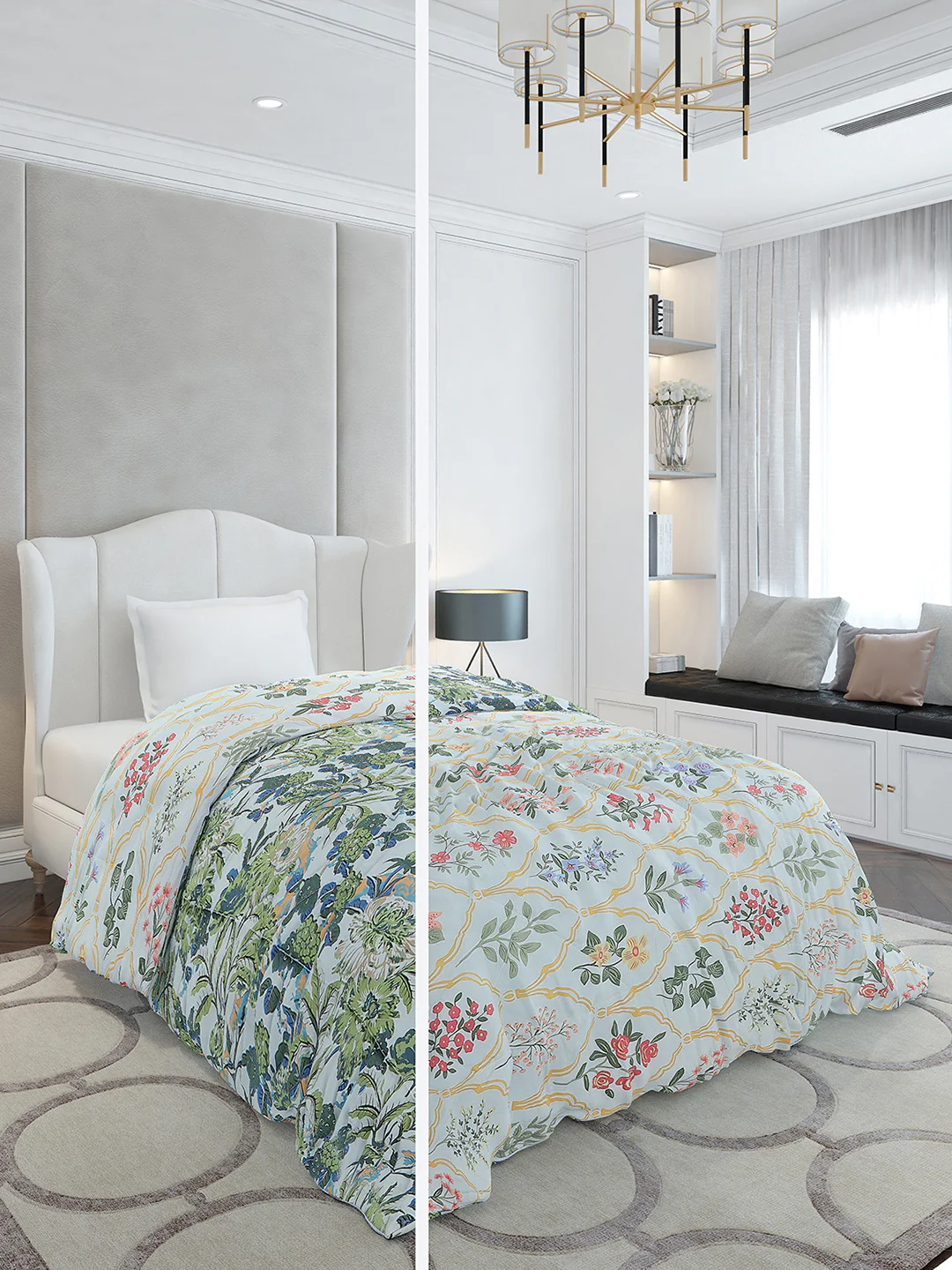Printed Single Bed 120 GSM Comforter for AC Room - (Marvla)