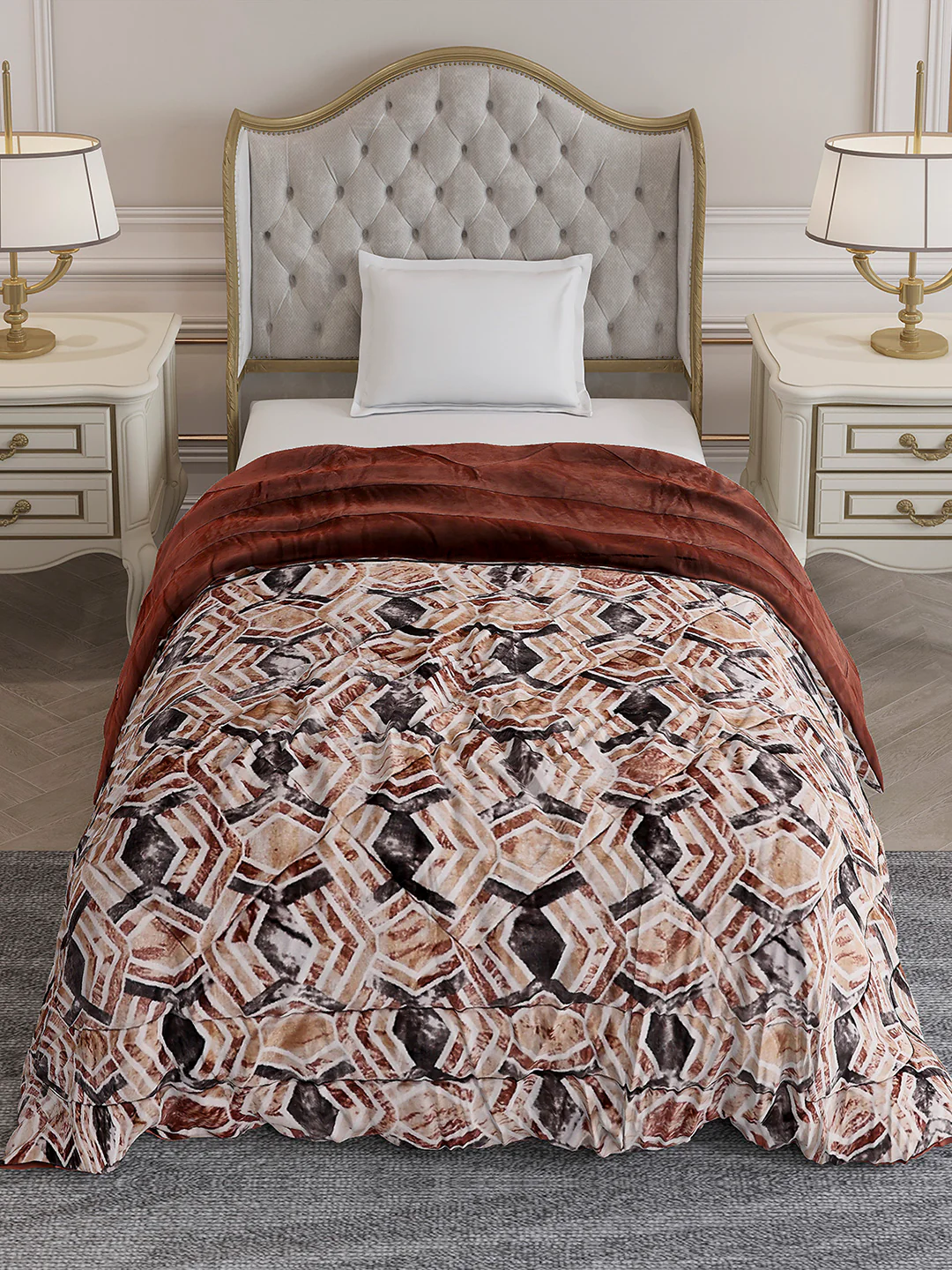 Printed Single Bed 233 GSM Comforter for Mild Winter (James), Weight 715 gm - Image 3