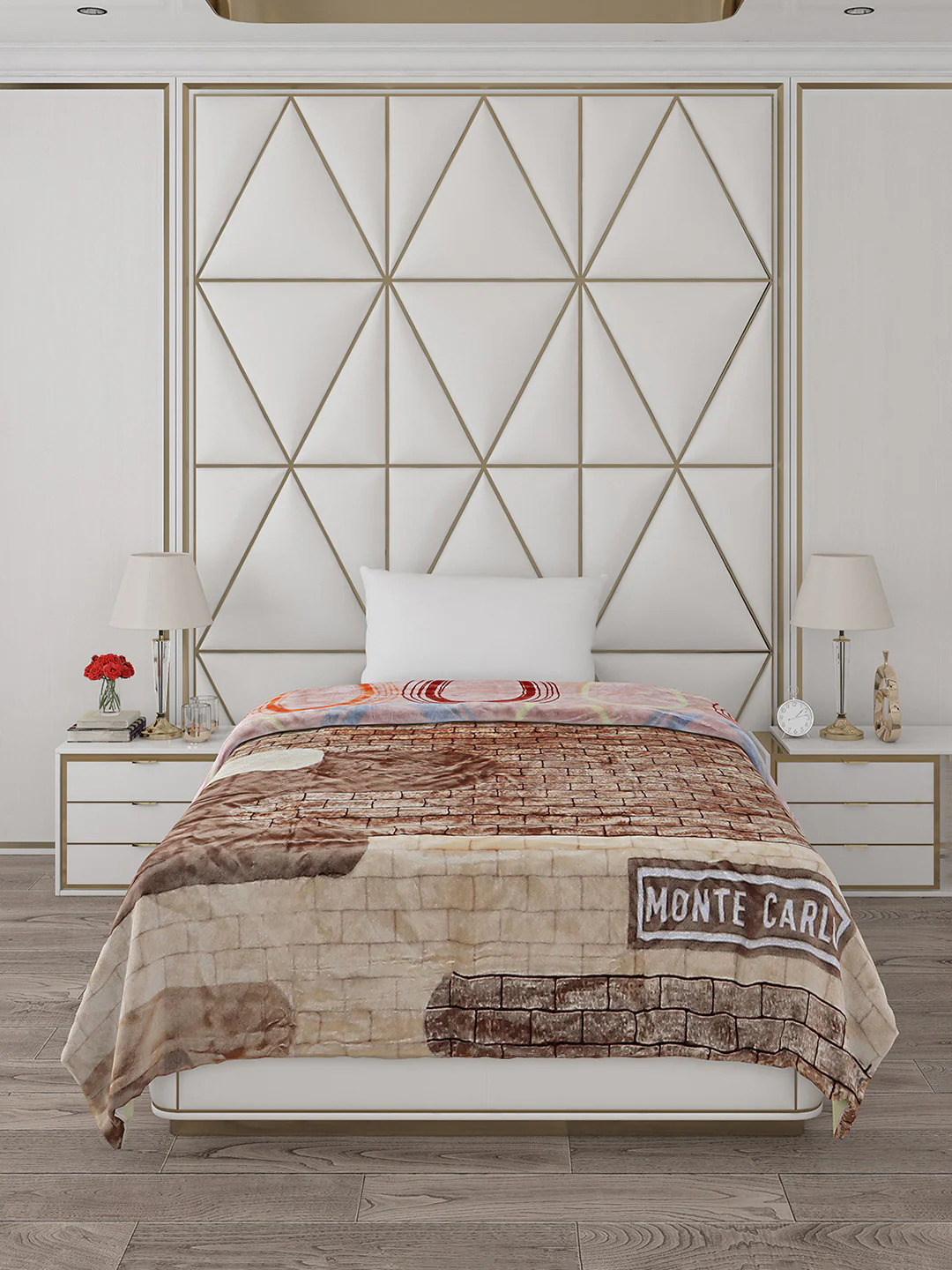 Printed Single Bed Reversible Blanket 2 Ply, 511 GSM, 1.8 kg (New Diamond) - Image 3