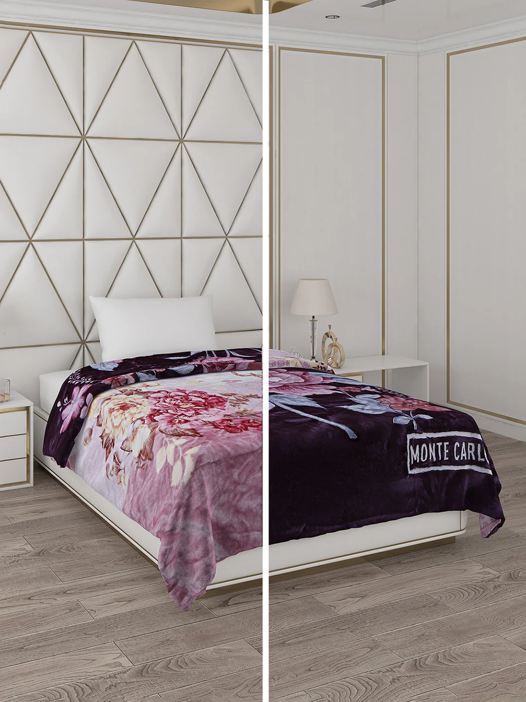 Printed Single Bed Reversible Blanket 2 Ply, 511 GSM, 1.8 kg (New Diamond) - Image 2
