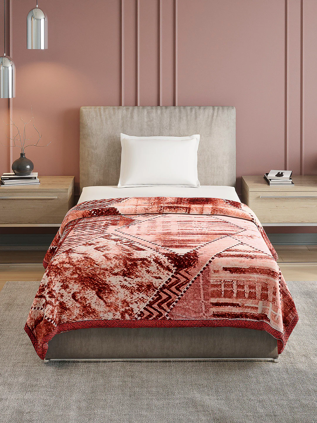Printed Single Bed Reversible Blanket 2 Ply, 597 GSM, 2.1 kg (Everest) - Image 2