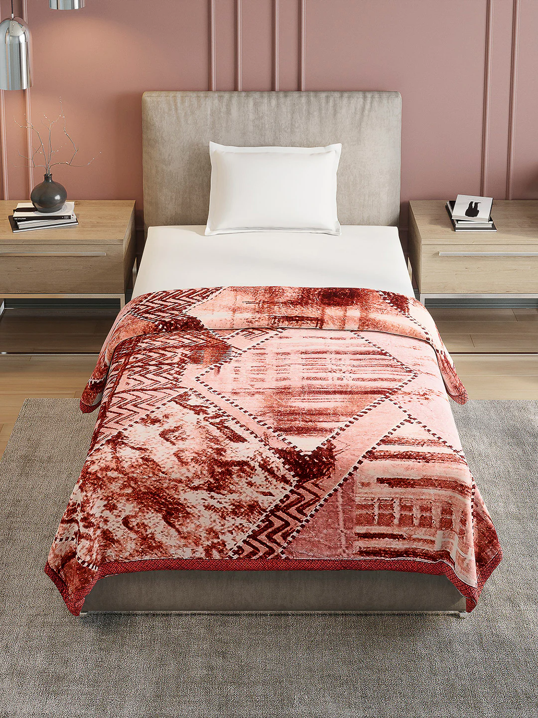 Printed Single Bed Reversible Blanket 2 Ply, 597 GSM, 2.1 kg (Everest) - Image 3